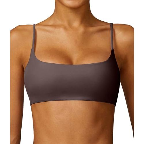 Comper Women's Sports Bra with Thin Straps Stretchy Wirefree Workout Bras Lightweight Workouts Bralette with Removable Pads