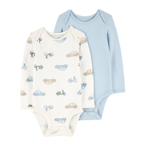 [ 6 Months ] Baby Boy Carter's 2-Pack Long Sleeve PurelySoft Cars and Bikes Bodysuits