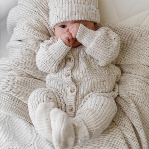 CLASSIC KNIT ROMPER COASTER FLECK (3-6mos)