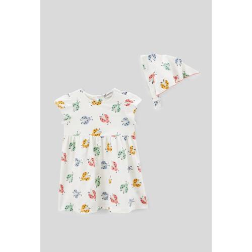Robe avec fichu imprimés en coton BIO GOTS