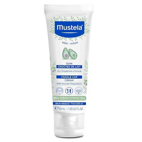 Mustela Cradle Cap Cream for Newborn - Fragrance-Free Baby Moisturizer for Seborrheic Dermatitis - Helps to minimize Scalp Flakes - Clinically & Dermatologist Tested - 1.35 fl. oz.