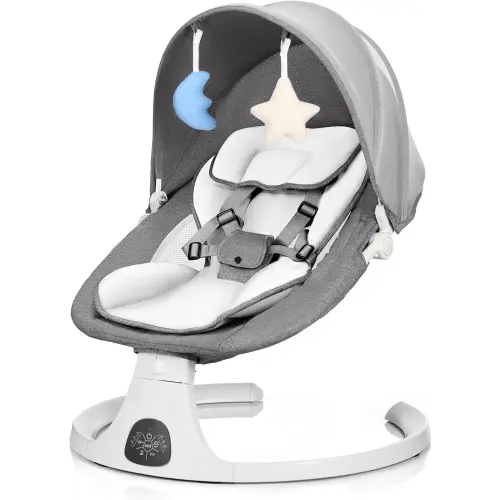 Baby Swing 3 in 1 Multifunctional Infant Rocker, Portable with Remote Control, 5-Point Seat Belt, 5 Auto Rocking, 3 Speed Timer, Electric with Music (0-12 Months) (Grey)