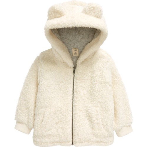 Baby Cozy Hooded High Pile Fleece Jacket, 6M, Ivory Pristine