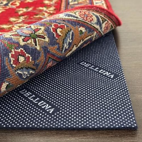 DELLUNA Non-Slip Area Rug Pad 1/4" Thick Double Side Rubber + Felt, 6'x9' Premium Deluxe Cushioned- Safe for All Floors, Adds Comfort and Protection, Ultra Strong Grip, Stop Rug from Moving.