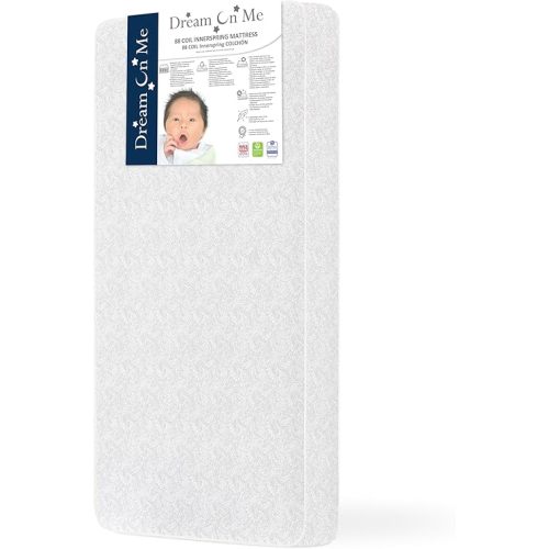 Dream On Me Twilight 5” Crib & Toddler Bed Mattress, Platinum, 88 Coil Innerspring Support, Waterproof & Stain-Resistant Removable Vinyl Cover, Greenguard Gold & JPMA Certified, Made in USA