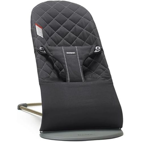 BabyBjörn Bouncer Bliss, Cotton, Black | 2-in-1 Adjustable Baby Bouncer Seat and Toddler Chair, Newborn to Toddler (8-29 lbs), 4 positions, Lightweight & Portable