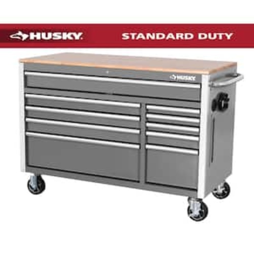 Tool Storage 52 in. W x 25 in. D Standard Duty Gloss Gray Mobile Workbench Tool Chest