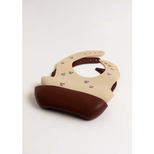 2 PACK SILICONE BIB - cherry/mocca
