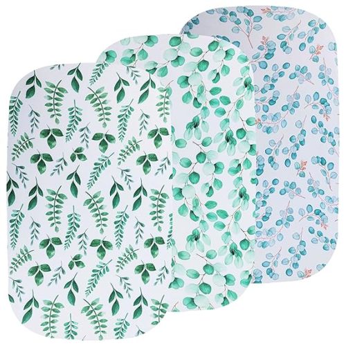 Onacosht Stretchy Bassinet Sheets, 3 Pack, Greenery Botanical Leaf