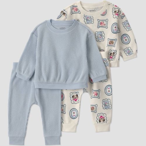 Carter's Just One You® Baby Girls' 4pc Dog Sweatshirt and Jogger Pants Set - Blue 18M