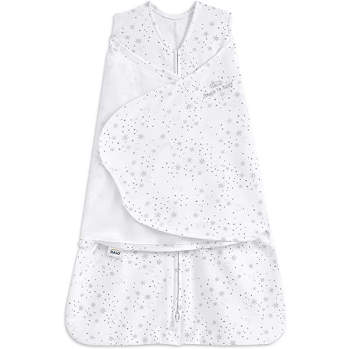 HALO 100% Cotton Sleepsack Swaddle, 3-Way Adjustable Wearable Blanket, TOG 1.5, Midnight Moons Grey, Newborn, 0-3 Months