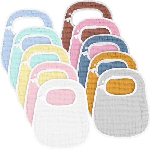 Loopeer 10 Pcs Muslin Baby Bibs Bandana Drool Bibs for Unisex Boys Girls Soft Cotton Drooling Adjustable with Easy Snaps for Drooling and Teething Baby Girl, Boy, Newborn Infant(Colorful)
