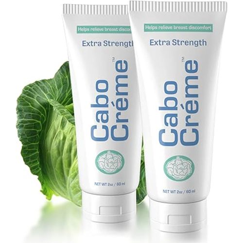 CaboCréme Extra Strength Cabbage Breast Cream - 2X Strength for Engorgement Relief & Breastfeeding Weaning Support - Dry Up Breast Milk - OB-GYN Created & Breastfeeding Mother-Approved - 2 oz, 2-Pack