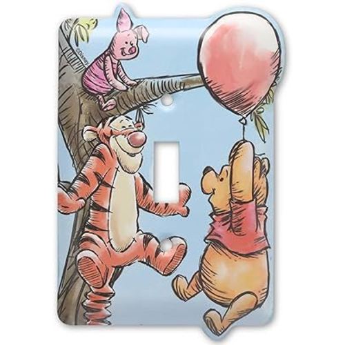 Disney Winnie the Pooh, Piglet and Tigger Metal Light Switch Plate - Winnie the Pooh Switch Plate Decoration for Home