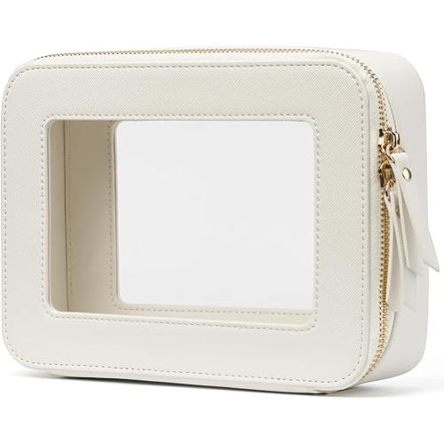 Popvibe Clear Makeup Bag Travel Cosmetic Case Transparent Toiletry Bag with Zipper, Portable Make Up Organizer Traveling Compact Car Bag for Essentials