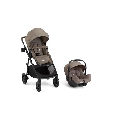 Joie Baby, Ginger and Rue Travel System – 4-in-1 Travel System with Lightweight Baby Car Seat and an Included Anti-Rebound Base for Easy Install and Height-Adjustable Stroller (Mocha)