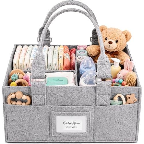Baby Diaper Caddy Organizer, Collapsible Nursery Storage Basket