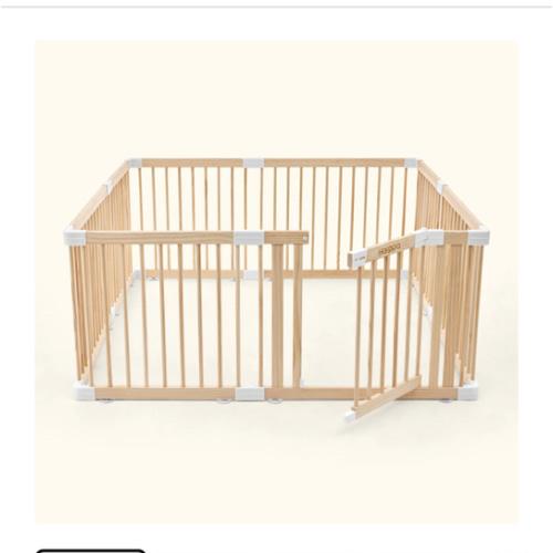 HARPPA Wooden Baby Gate Playpen | Non-Toxic Foldable DIY Adjustable Play Yard for Infants & Toddlers – Natural Finish Baby Fence for Small & Large Spaces