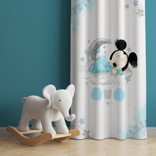 Mickey Mouse Curtain, Blue Curtain, Baby Kids Room Curtain, Nursery Room Curtains, Window Curtain, Childrens Room Curtain, Gift for Baby