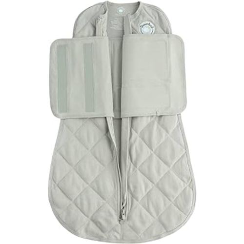DREAMLAND BABY Weighted Sleep Swaddle, Ages 0-6 Months. 100% Cotton, Evenly Distributed Weight from Shoulders to Toes (Grey)