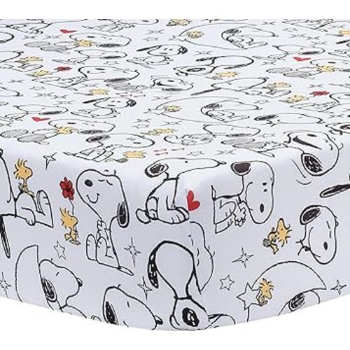 Bedtime Originals Snoopy Love - Sábana bajera ajustable para cuna