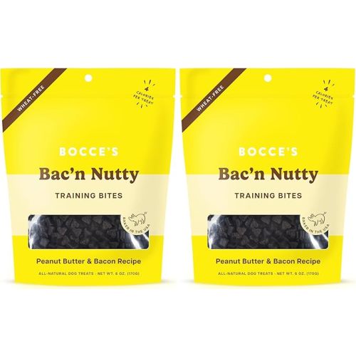 Bocce's Bakery Bac'N Nutty Training Treats for Dogs,Wheat-Free Dog Treats,Made with Real Ingredients,Baked in The USA,All-Natural & Low Calorie Training Bites,PB & Bacon Recipe,6 oz,(Pack of 2)