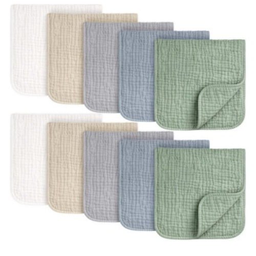 KeaBabies Lyra Muslin Burp Cloths Baby Boy, Girl, 100% Soft Cotton Muslin Burping Cloths for Newborn, Baby Rag 21"x10" (Slate)
