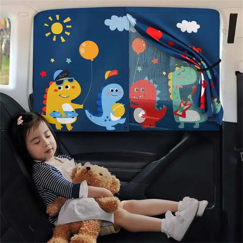Car Window Shades,Magnetic Double Layer Sun Shade,Side Windows Privacy,Full Covers Half Shade Options,Cute Dinosaurs,Compatible with Car,SUV,Minivan