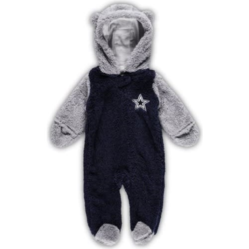 Newborn & Infant Navy/Gray Dallas Cowboys Game Nap Teddy Fleece Bunting Full-Zip Sleeper, 6-9 M