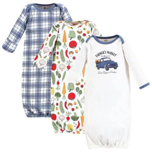 Touched by Nature Unisex Baby Organic Cotton Gowns, Farmers Market, Preemie-Newborn