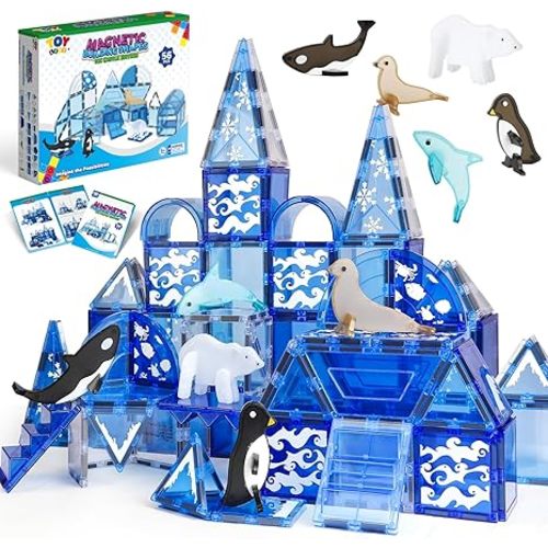 TOY Life Magnetic Tiles for Kids Ages 4-8, Magnetic Toys for Toddlers 3+, Magnet Tile Building Toy for Kids Ages 3-5, Magnet Building Tiles, Toddlers Preschool