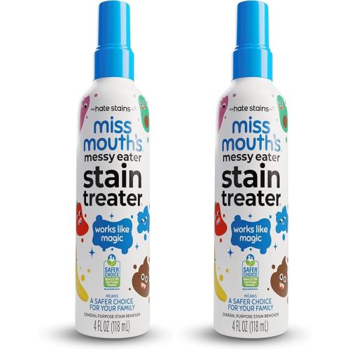 Miss Mouth's Messy Eater Stain Treater Spray - 4oz Stain Remover - Newborn & Baby Essentials - No Dry Cleaning Food, Grease, Coffee Off Laundry, Underwear, Fabric (Pack of 2)