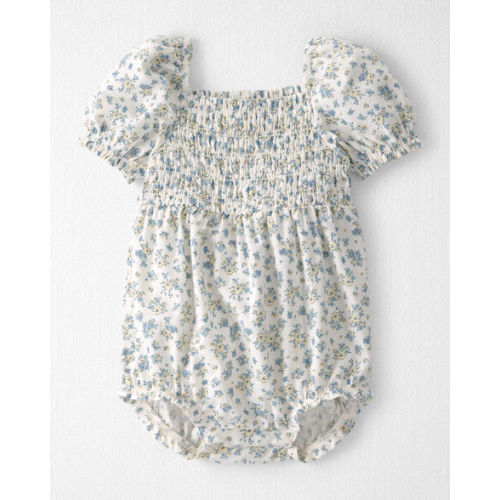 Baby Girl Smocked Romper Made with Organic Cotton in Spring Bloom - Little Planet | Carter's
