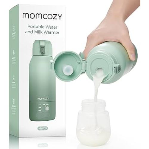 Momcozy Portable Milk Warmer for Travel – Dual Heating Modes for Breast Milk & Water, Portable Bottle Warmer with Fast Heating & Long Battery Life, 17 Ounces Large Capacity to Meet Your All-Day Needs