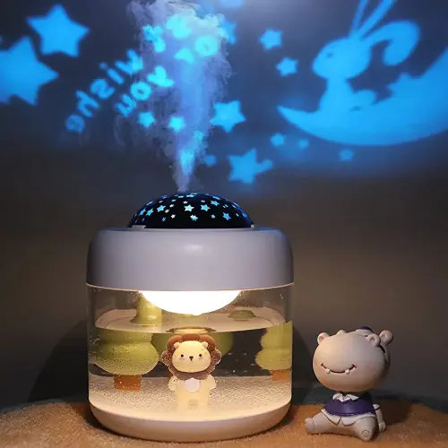HMLUESR Baby Cool Mist Humidifiers for Bedroom Quiet - 16.91 OZ Small Humidifier for Home with Night Light & Star Projector for Kids, Babies, Girls as Best Gift