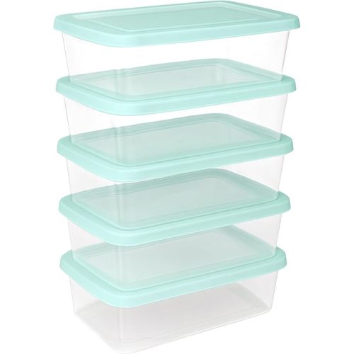 Sterilite 5-Pack Stackable Storage Bin with Lid, Clear Plastic Design, 6 Quart