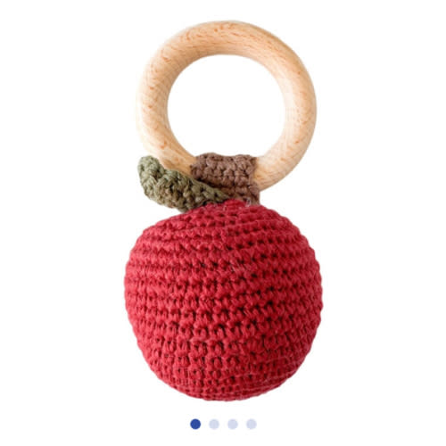 Cotton Crochet Apple Rattle Teether - The Blueberry Hill | Maisonette
