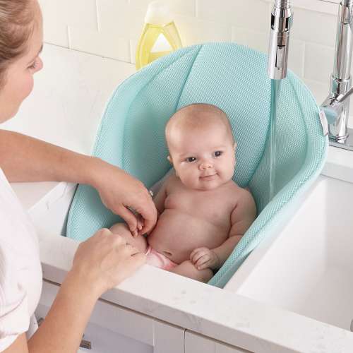 Contours Cozy Infant Sink Bather - Soft Baby Bath Seat for Newborns - Blue