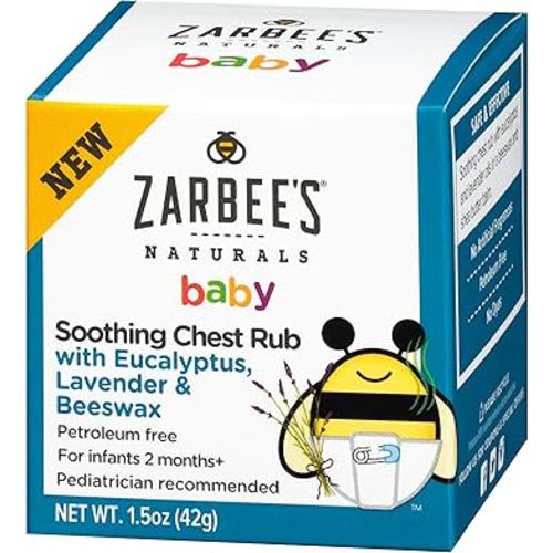 Zarbee's Naturals Baby Soothing Chest Rub with Eucalyptus, Lavender, Beeswax, 1.5 Ounce