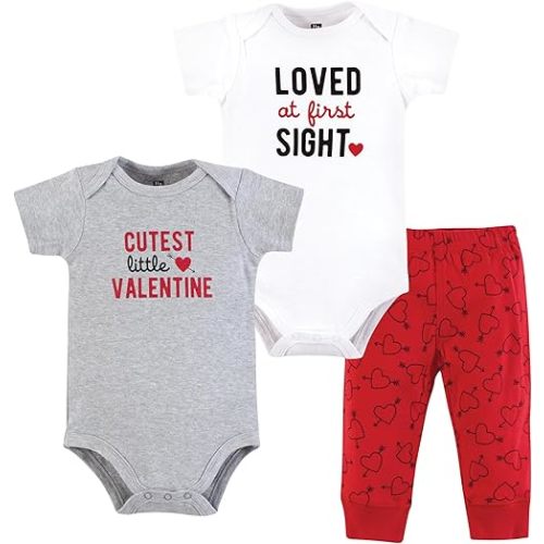 Hudson Baby Unisex Cotton Bodysuit and Pant Set, Cutest Valentine, 3-6 Months