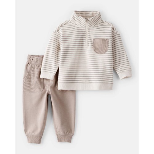 Baby Boy 2-Piece Fleece Quarter-Zip & Jogger Set - Ivory - Carter's | Carter's