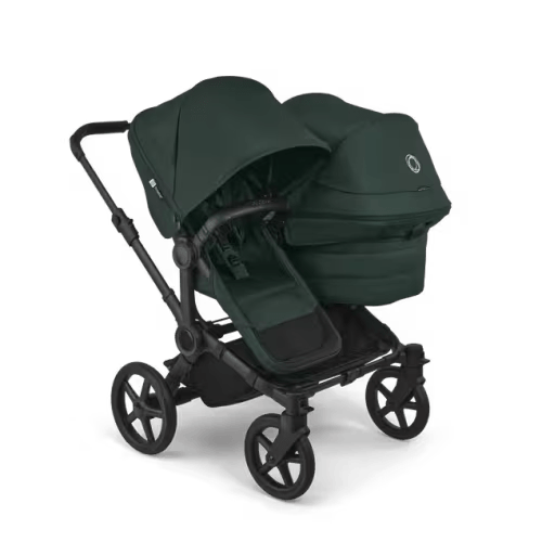 Bugaboo Donkey 6 double stroller fern green sun canopy, fern green fabrics, black base | Bugaboo