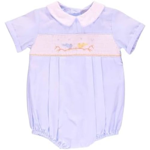 Carriage Boutique Baby Boys Hand Smocked Classic Romper - Blue Birds on Tree