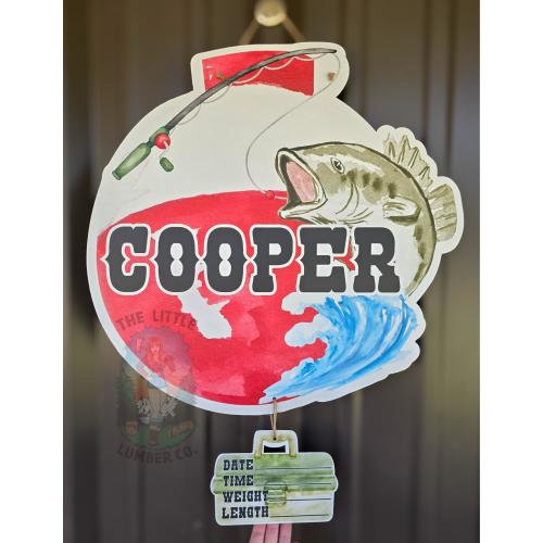 Fish and Bobber Printed Custom Personalized Name Sign | Hospital Door Hanger | Bass Fish Announcement | Custom Baby Name Sign | Name Signs