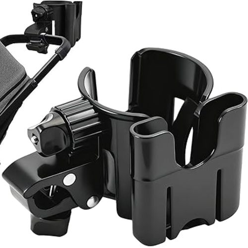 Cup Holder for Stroller Compatible with Evenflo,Uppababy, Doona, Nuna – Universal Stroller Cup Holder Attachment with Phone Holder, 360°Rotatable Bottle Holder for Bike, Wheelchair, Walker & Scooter