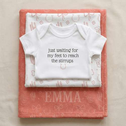 Baby Cowgirl Gift Equestrian Bodysuit Baby Girl Cute Horse Gift Cowgirl Baby Blanket Present Equestrian Mom Western Themed Baby Shower Gift