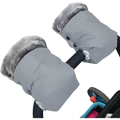 Stroller Hand Muff Warm Gloves, Extra Thick Warm Waterproof Anti-Freeze Gloves (Grey)