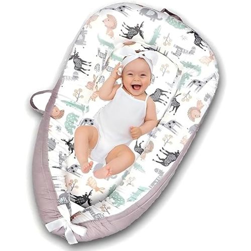 𝖡𝖺𝖻𝗒 Lounger for 𝖭𝖾𝗐𝖻𝗈𝗋𝗇-for 0-12 𝖬𝗈𝗇𝗍𝗁𝗌 𝖭𝖾𝗐𝖻𝗈𝗋𝗇 Lounger Breathable Portable 𝖨𝗇𝖿𝖺𝗇𝗍 Lounger-Soft 𝖡𝖺𝖻𝗒 Floor Seat for Travel, 𝖭𝖾𝗐𝖻𝗈𝗋𝗇 Essentials(animal)