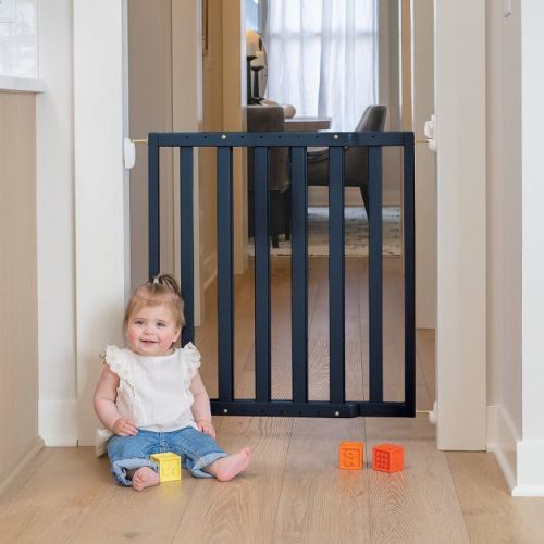 Toddleroo by North States Luxecraft Hardware Mount Wood Swinging Baby Gate 25.25"-39.25" - Midnight Blue