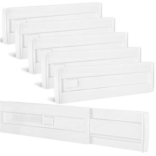 6 Pack Expandable Drawer Dividers Plastic Adjustable Drawer Organizers Separators for Kitchen Utensils, Bedroom, Dresser, Office Organization and Storage